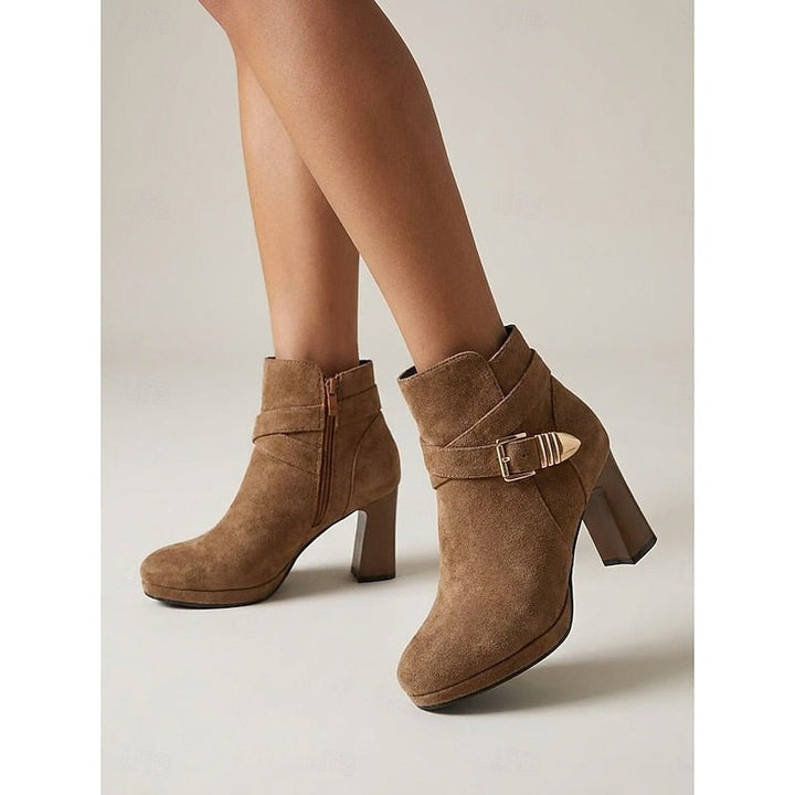 Nova | Buckle-Strap Block Heel Ankle Boots