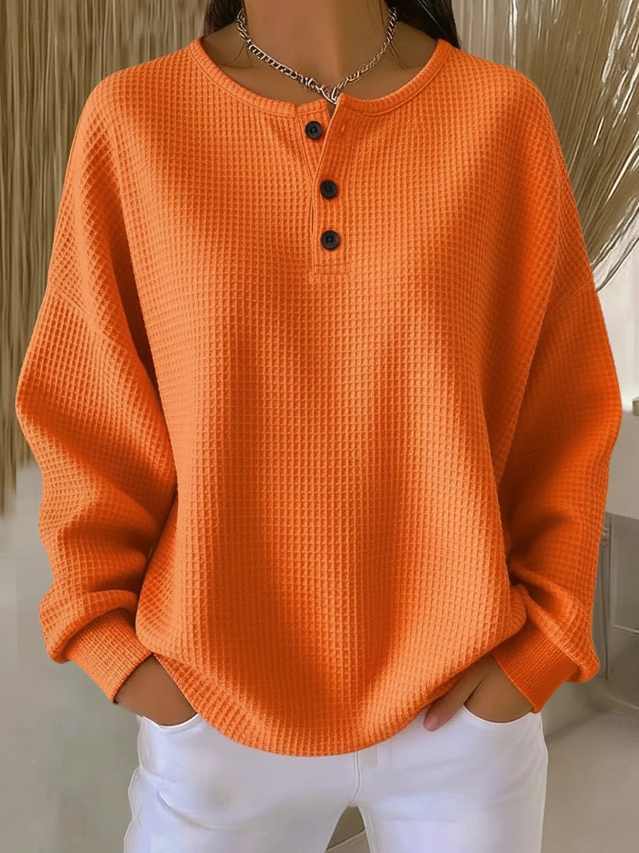 Claire | Women's Waffle-Knit Collared Sweatshirt