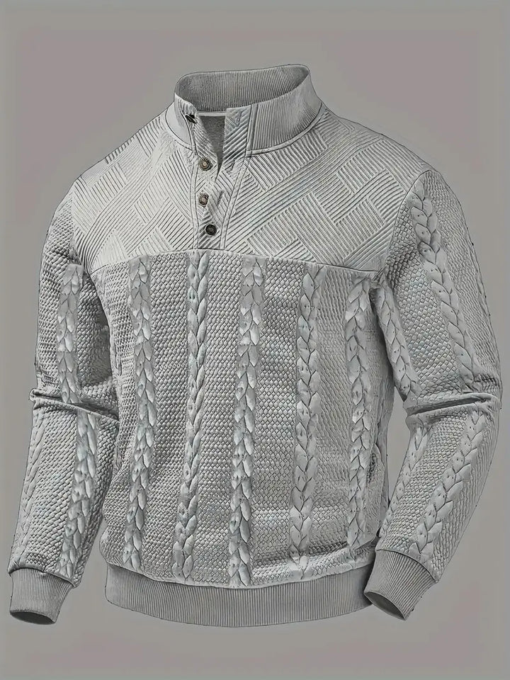 DAWSON – LONG SLEEVE HENLEY SWEATER WITH STRIPES