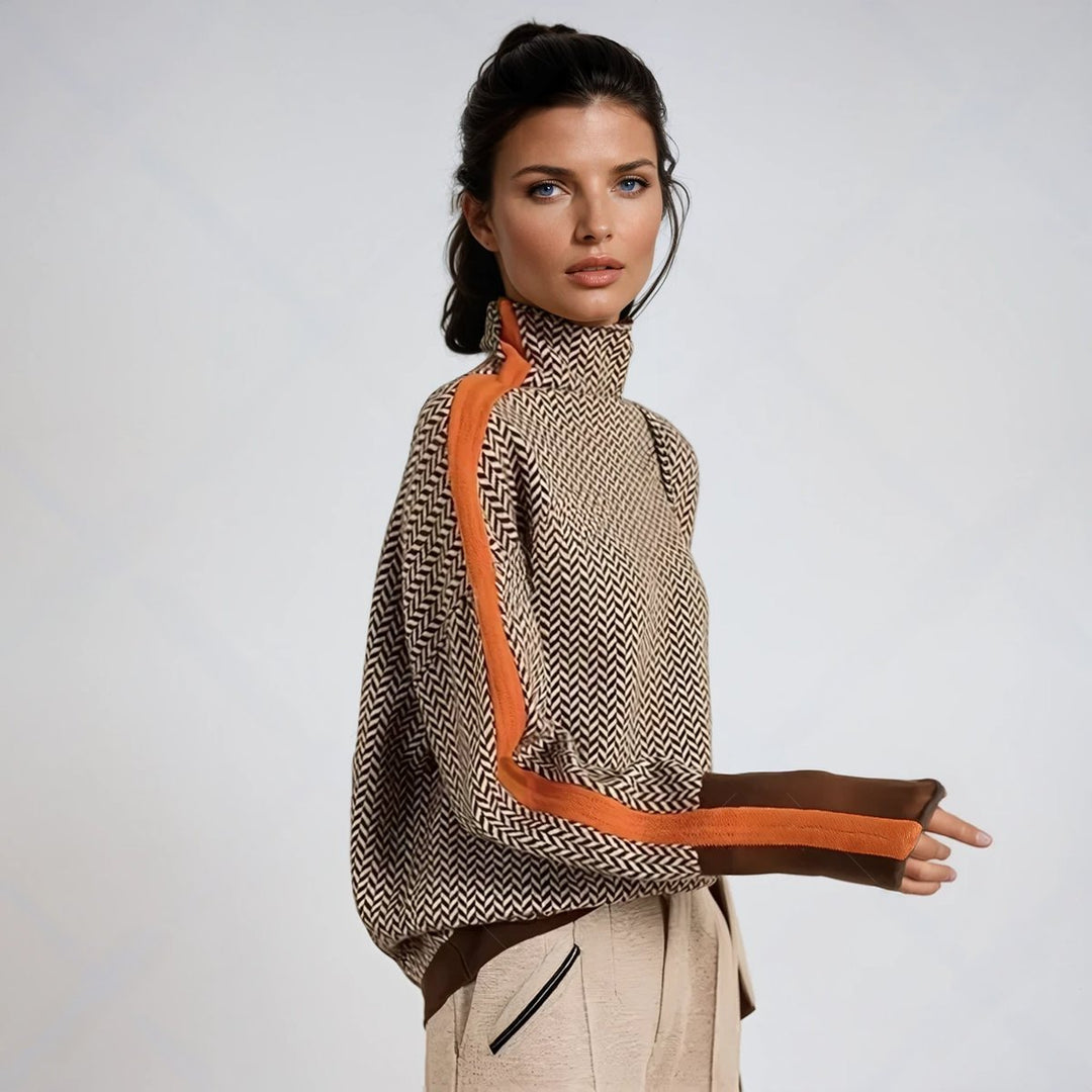 Keziah | Chic And Distinctive Houndstooth Turtleneck Sweater