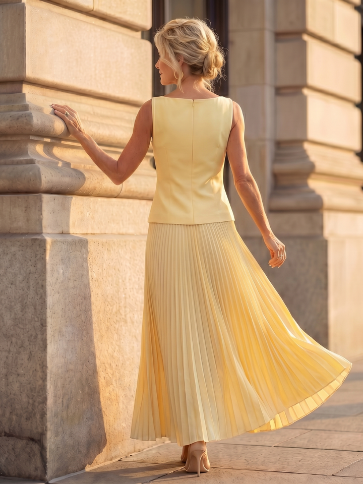 Angelina | Structured Bodice Pleated Skirt Set