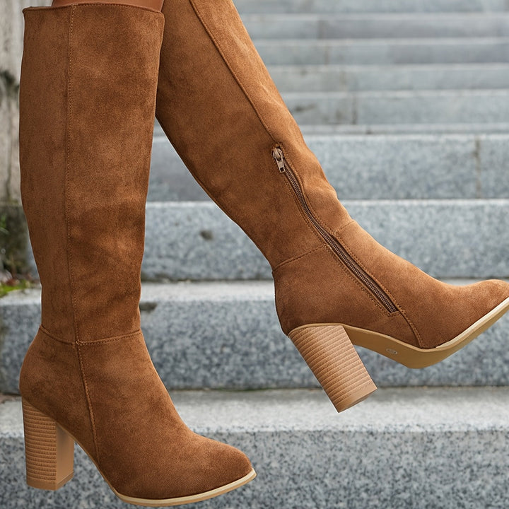 Juliet | Chic Wide-Calf Cowboy Boots With Stacked Heel