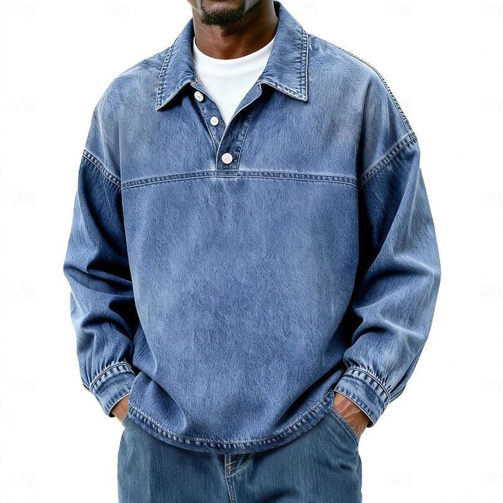 Galen | Washed Long Sleeve Polo Shirt