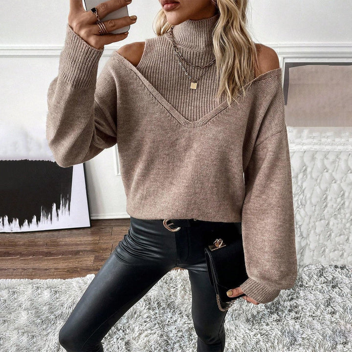 Analia | Women's Off-Shoulder Turtleneck Knit Sweater