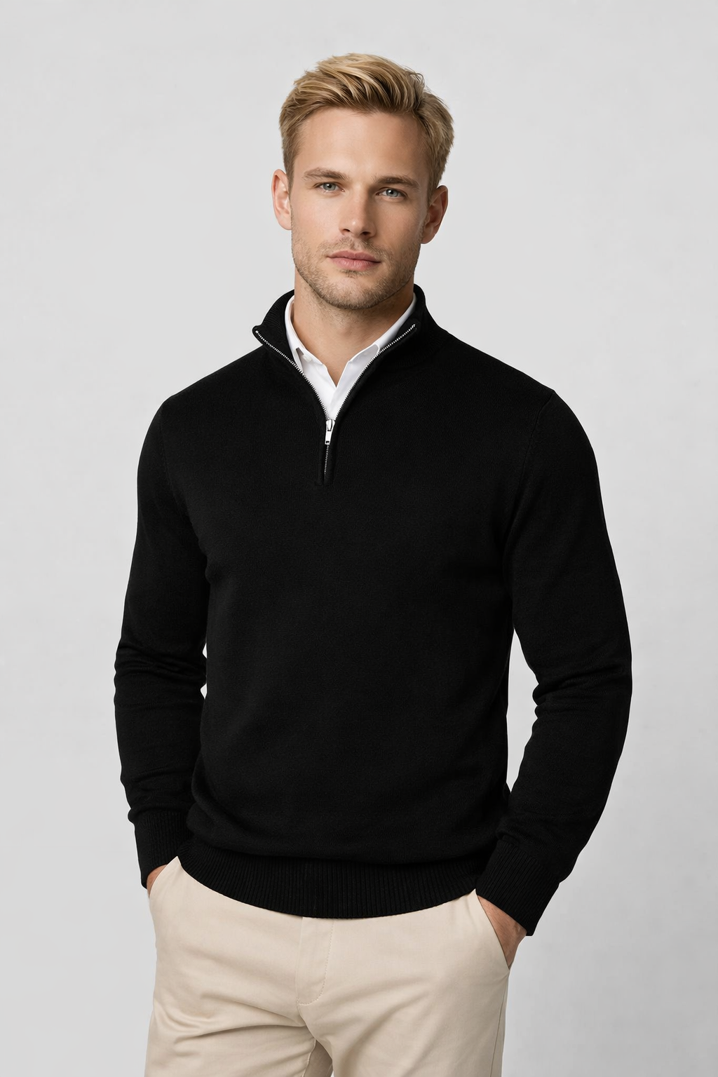 Rowan | Modern Half Zip High Neck Sweater