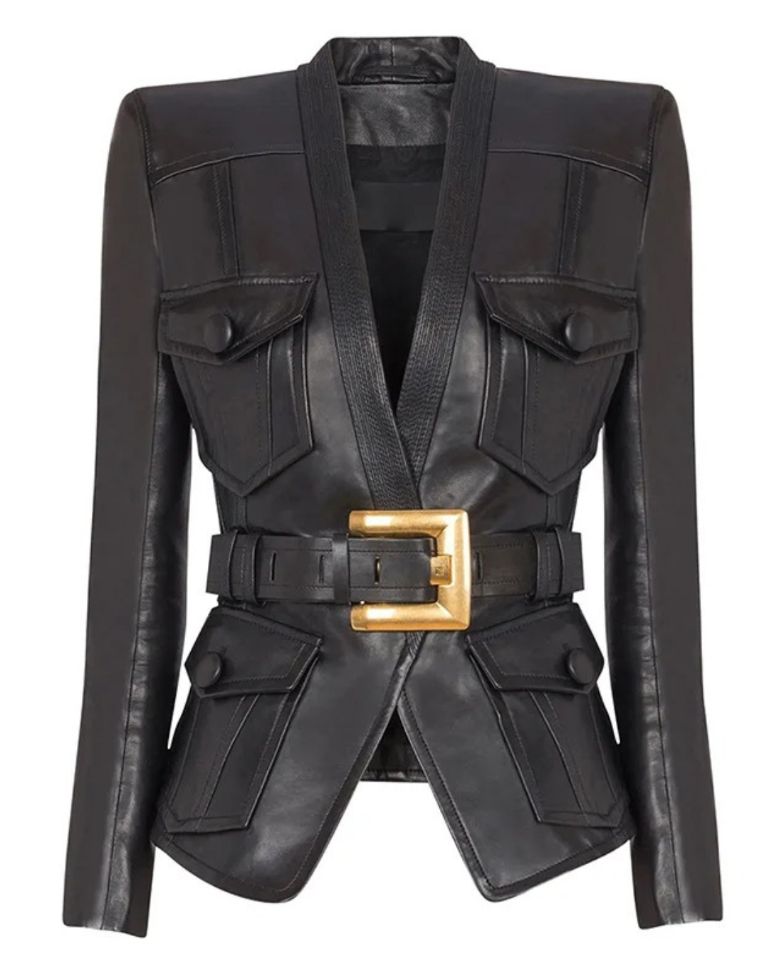 Eloise | Tailored Leather Style Belted Blazer