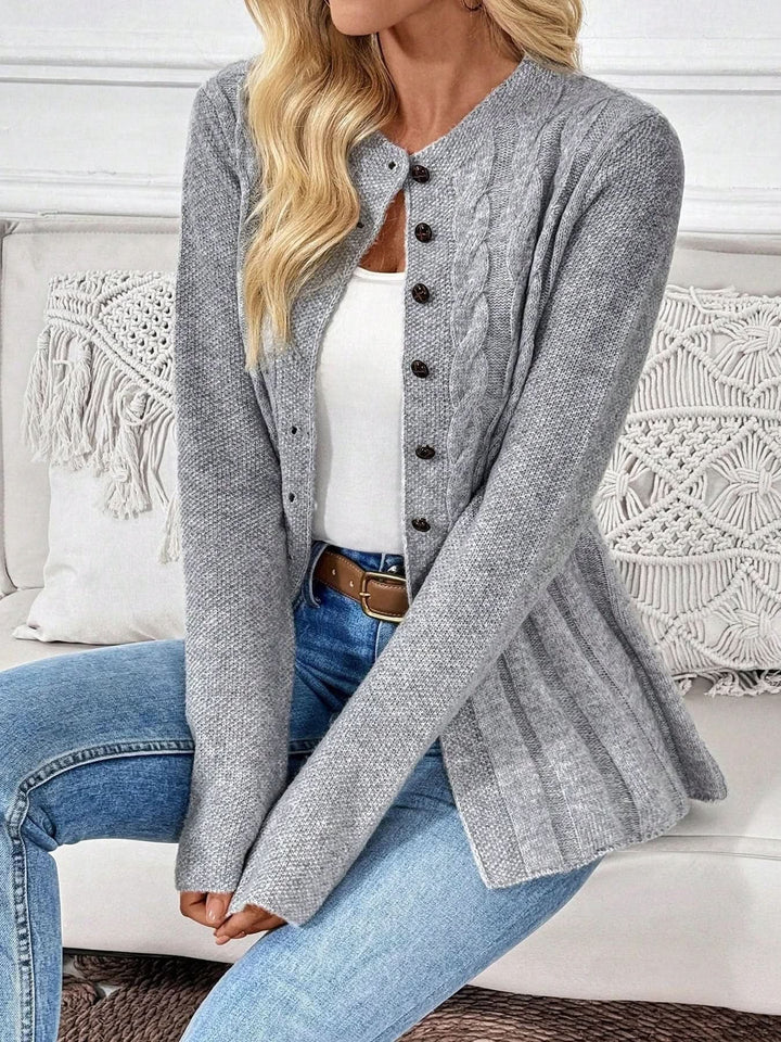 Elysia | Soft Cable Style Knit Cardigan