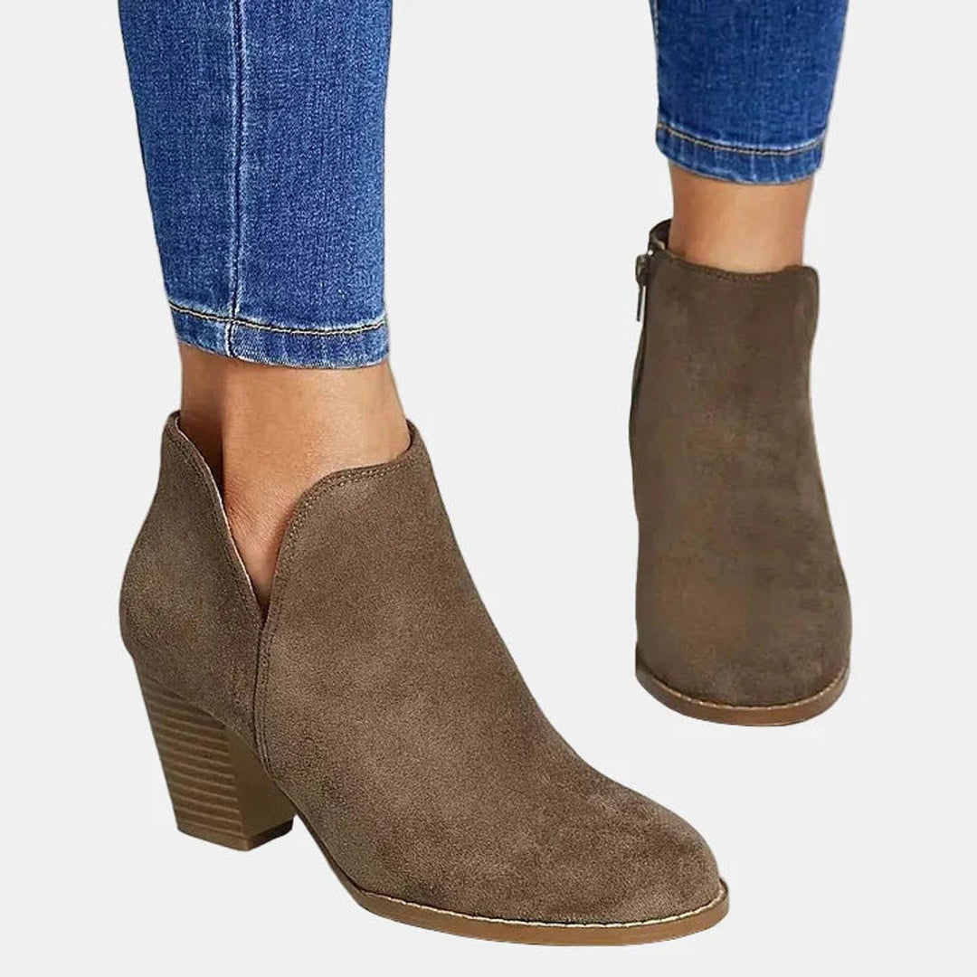 Beatrice | Women's Suede Block Heel Side-Zip Ankle Boots