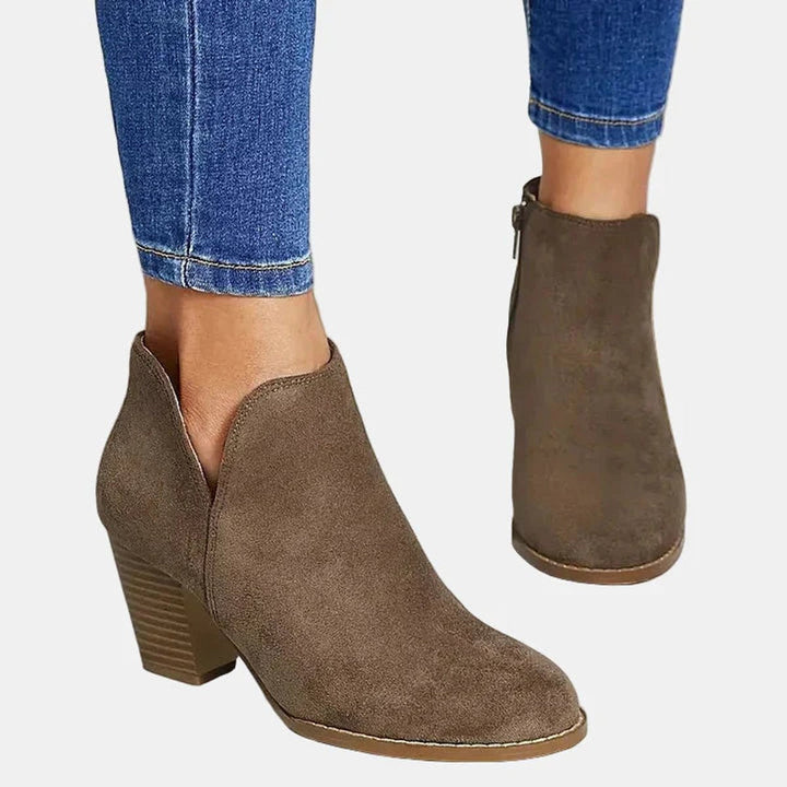 Beatrice | Women's Suede Block Heel Side-Zip Ankle Boots