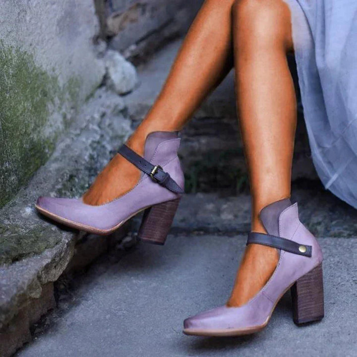 Christina | Stylish Block Heel Shoes with Adjustable Strap