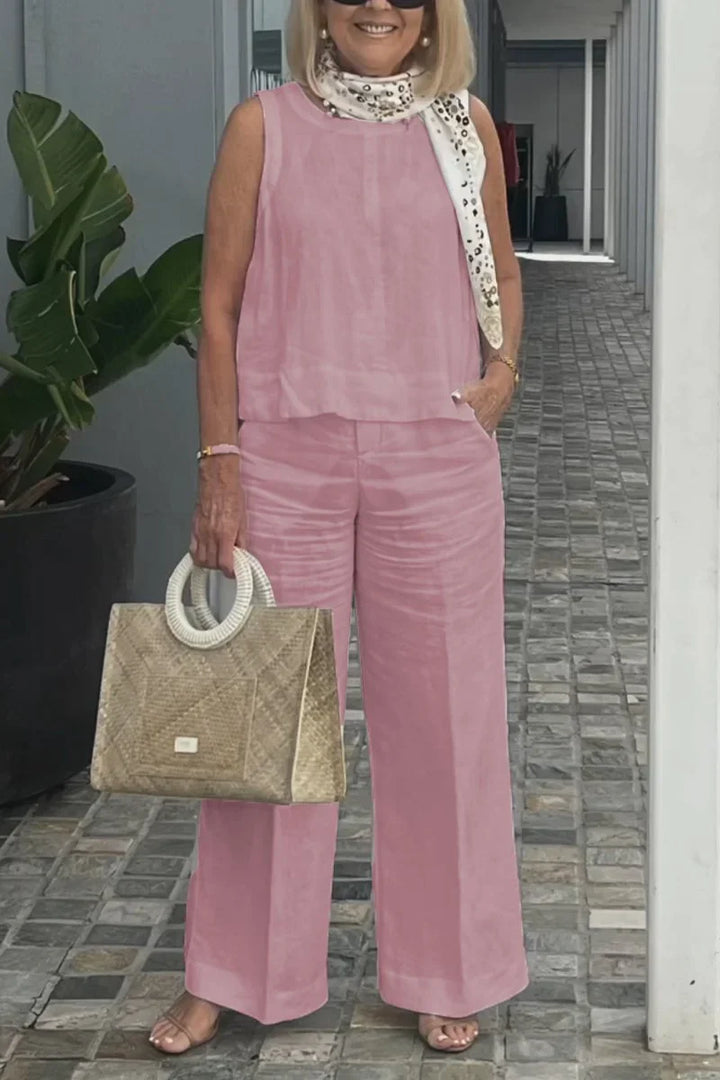 ZURI – COTTON AND LINEN SLEEVELESS SUIT