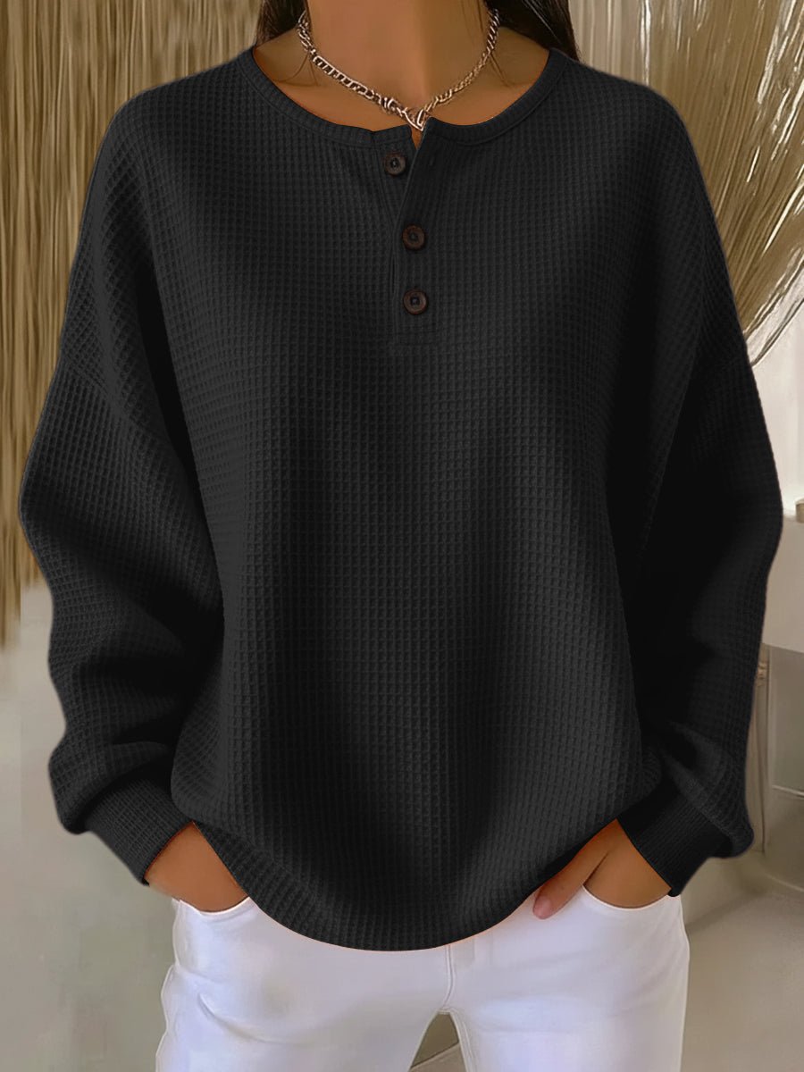 Claire | Women's Waffle-Knit Collared Sweatshirt