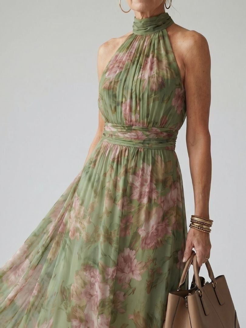Valentina | Gathered Halter Midi Dress