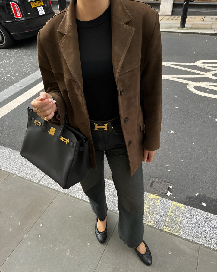 Lavinia | Women's Genuine Suede One-Button Blazer