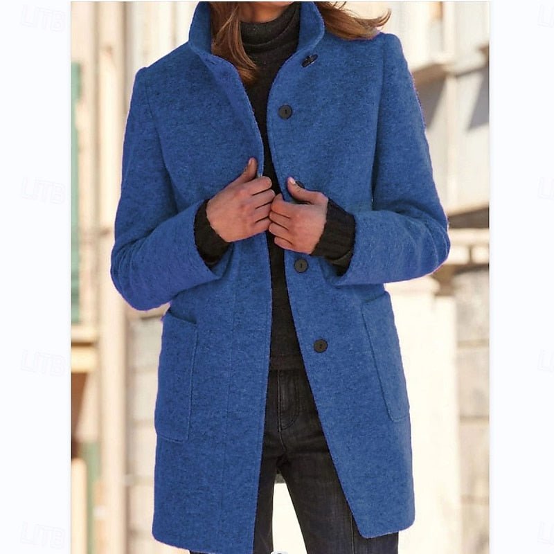 Eliana | Elegant Stand Collar Tailored Trenchcoat