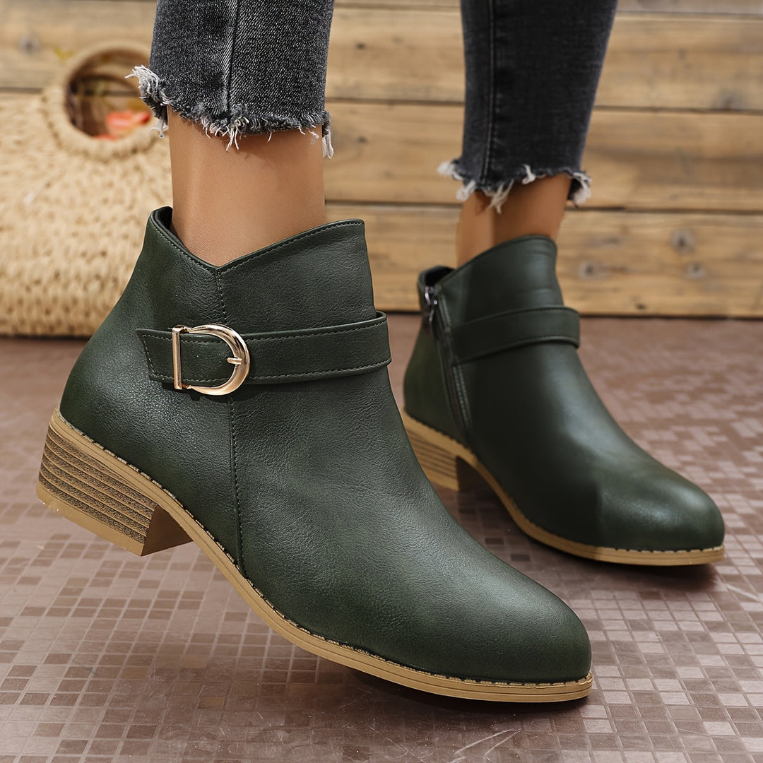 Dahlia | Modern Buckle-Accented Chelsea Ankle Boots