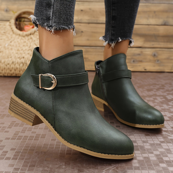 Dahlia | Modern Buckle-Accented Chelsea Ankle Boots