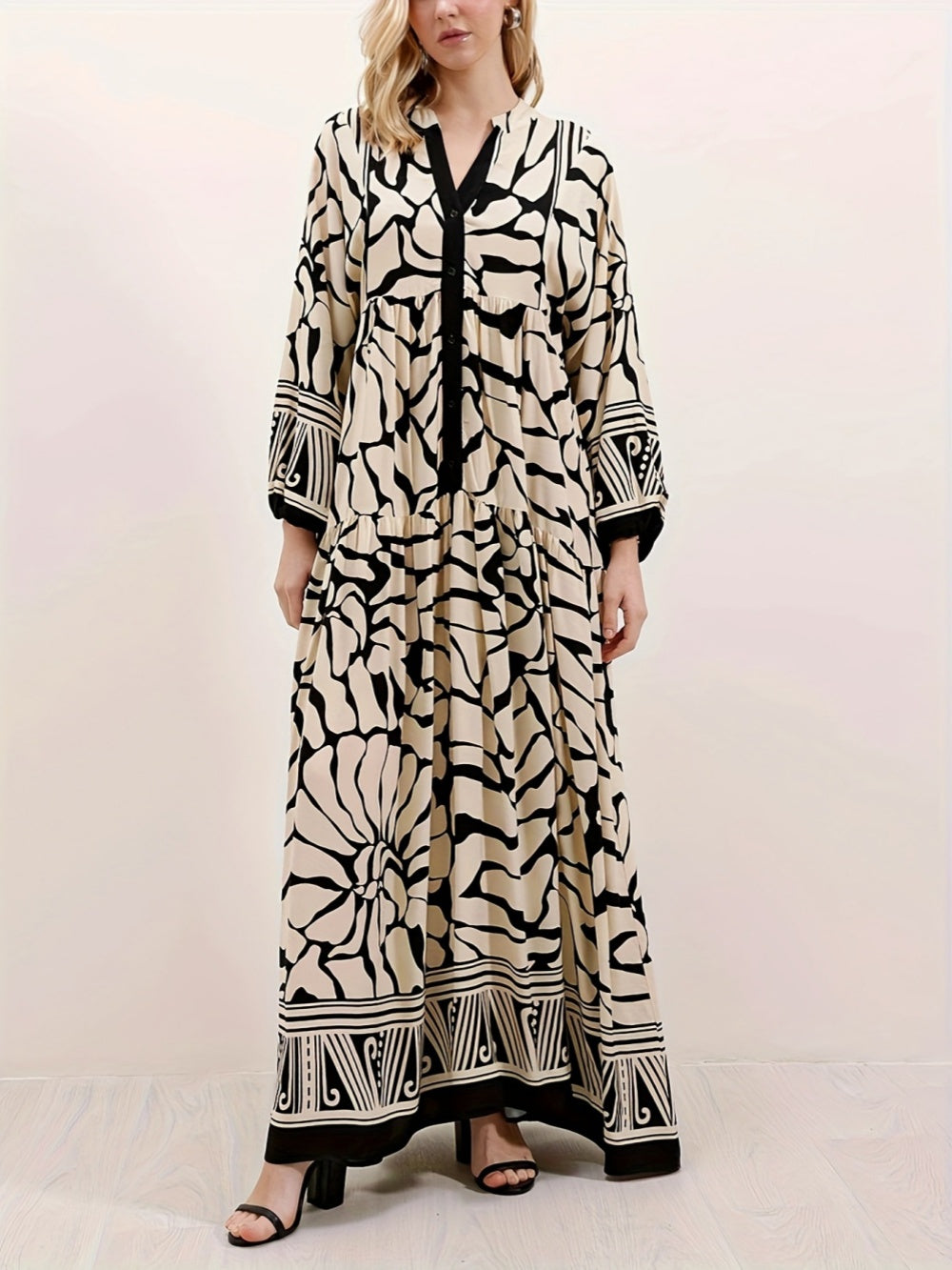 CRESSIDA – FLOWY DRESS WITH STATEMENT LANTERN SLEEVES
