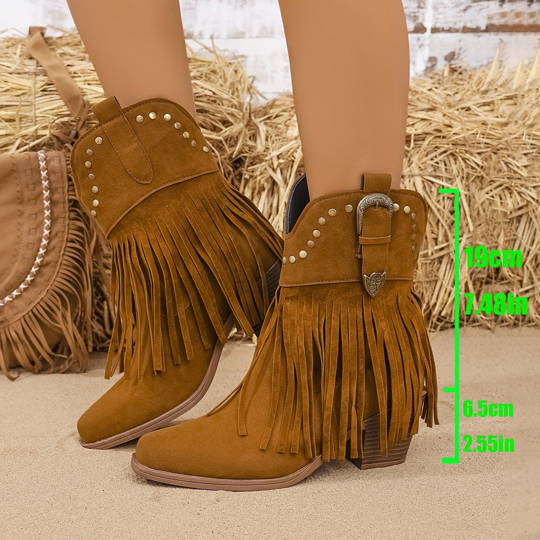 Sabrina | Stylish And Studded Fringe Cowboy Boots