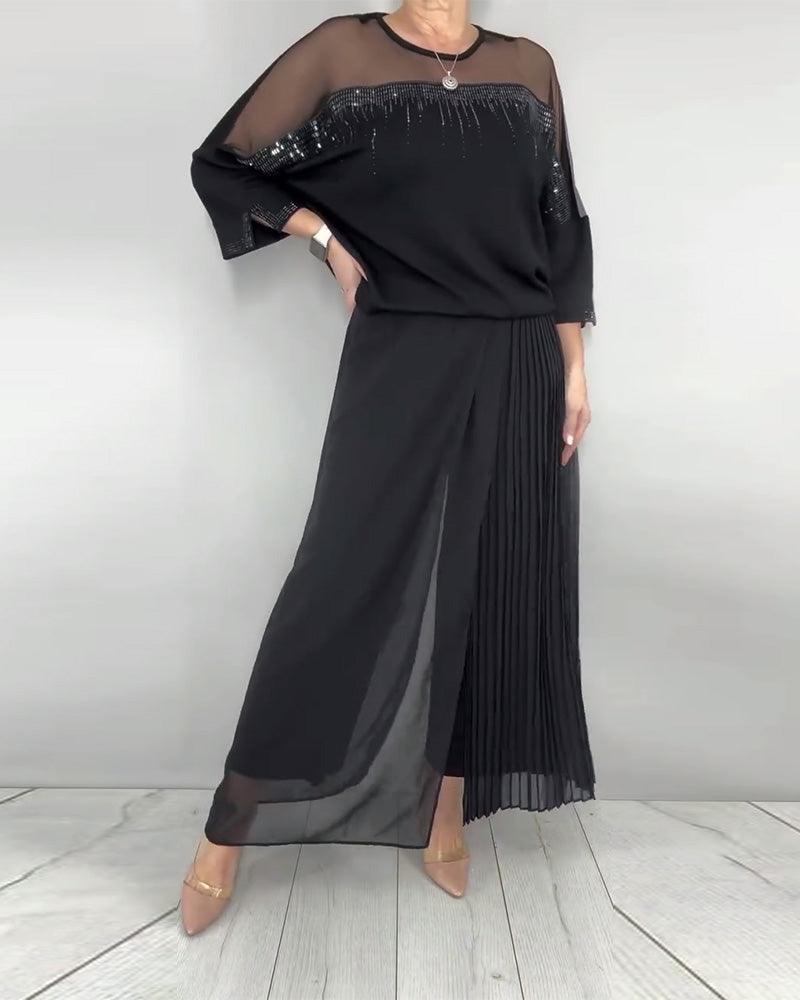 Mesh Blouse Split Loose