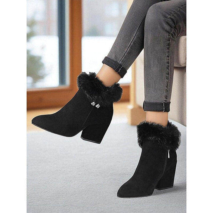 Natalie | Fur-Trimmed Block Heel Ankle Boots
