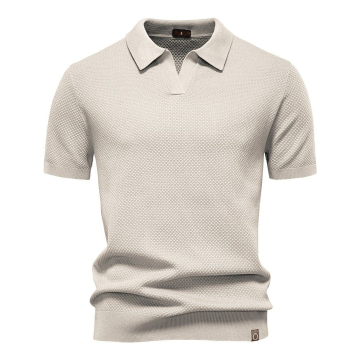 Noah | Modern Textured Open-Collar Polo Shirt