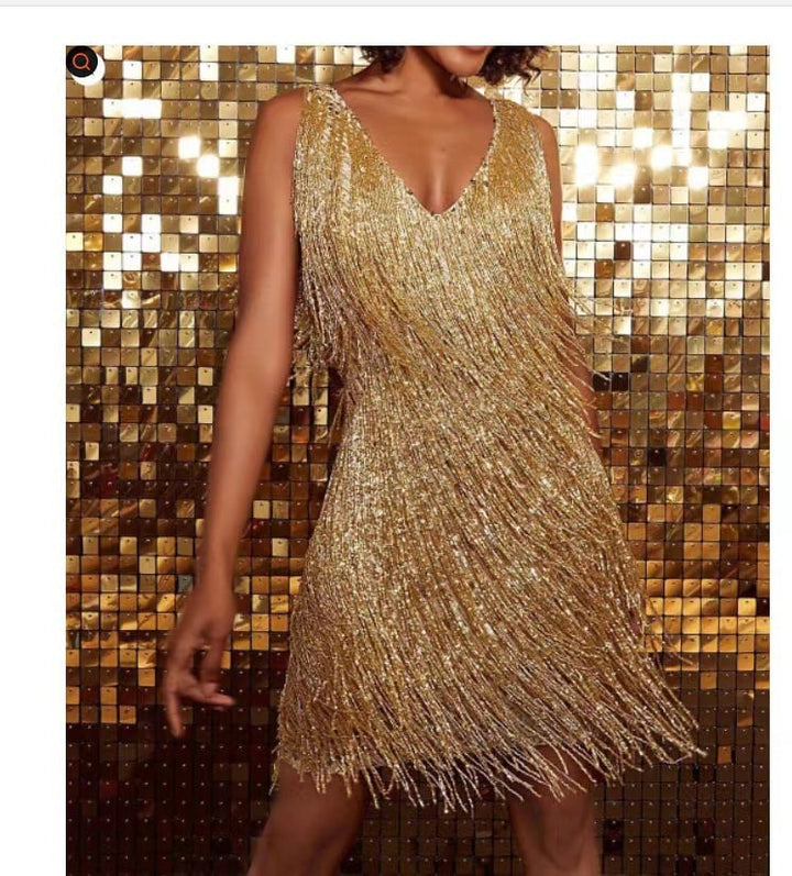 Fringella | Elegant Fringe Party Dress