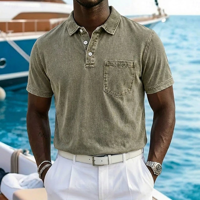 Lucas | Vintage-Washed Cotton Blend Polo Shirt