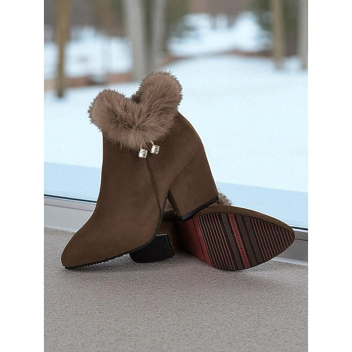 Natalie | Fur-Trimmed Block Heel Ankle Boots