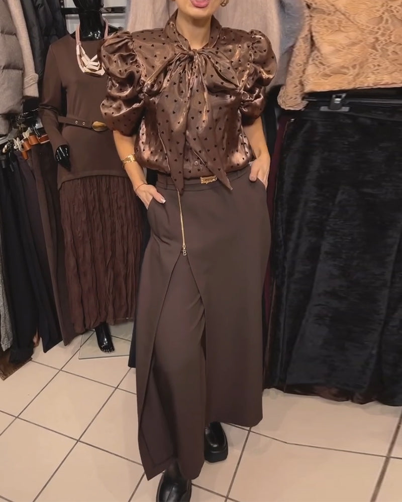 Elegant Casual Zipper Design Pants