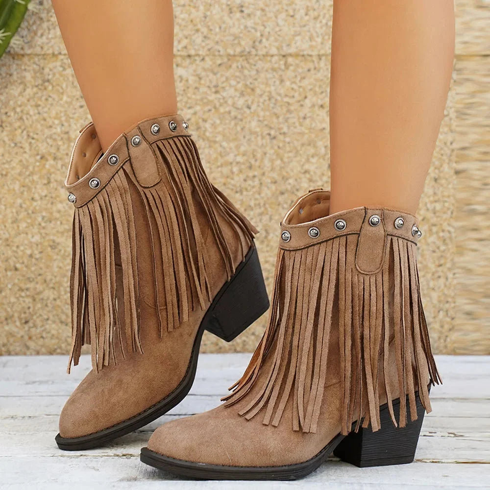 Valentina | Women's Wide-Calf Western Fringe Cowboy Boots