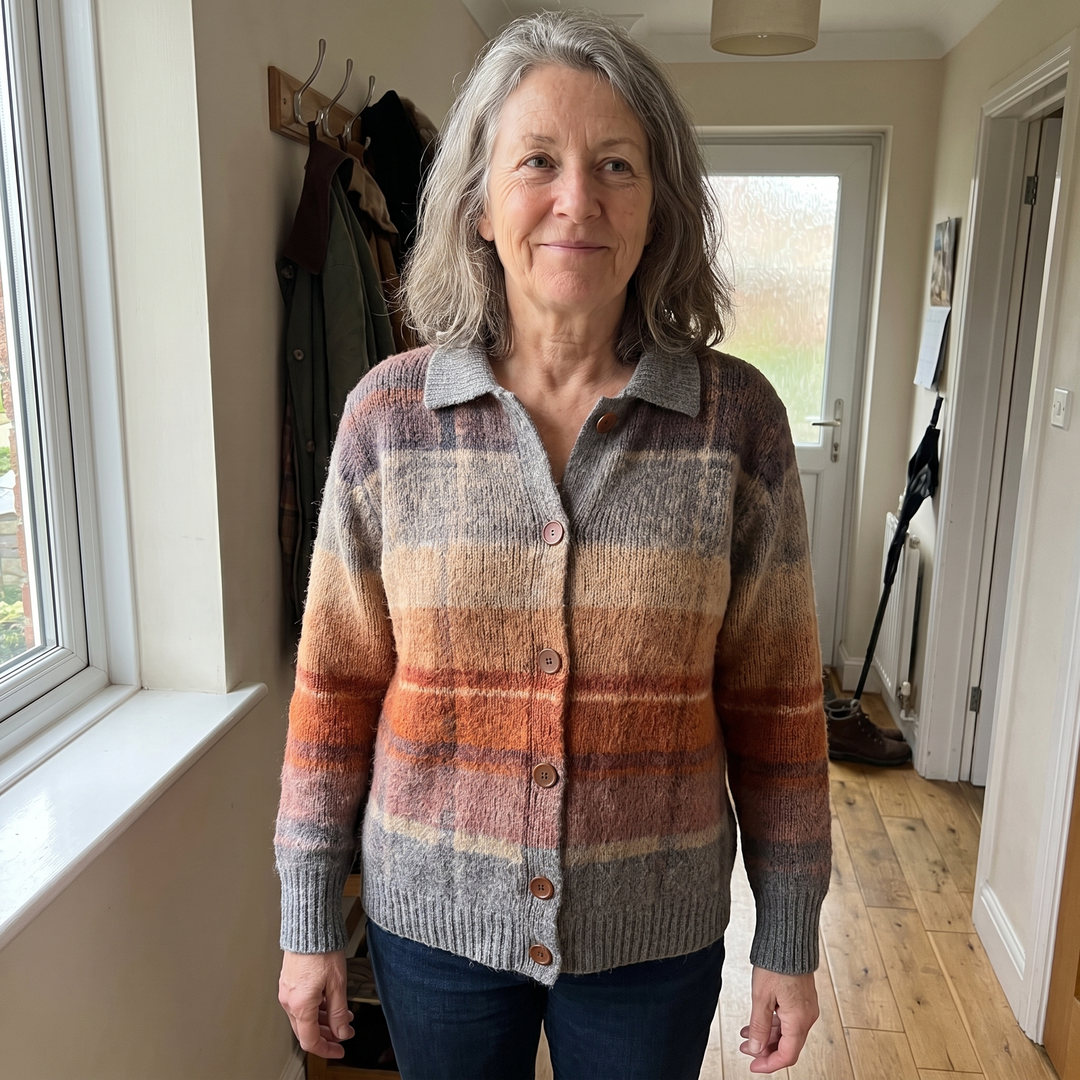 Melody | Relaxed Fit Checked Knit Cardigan