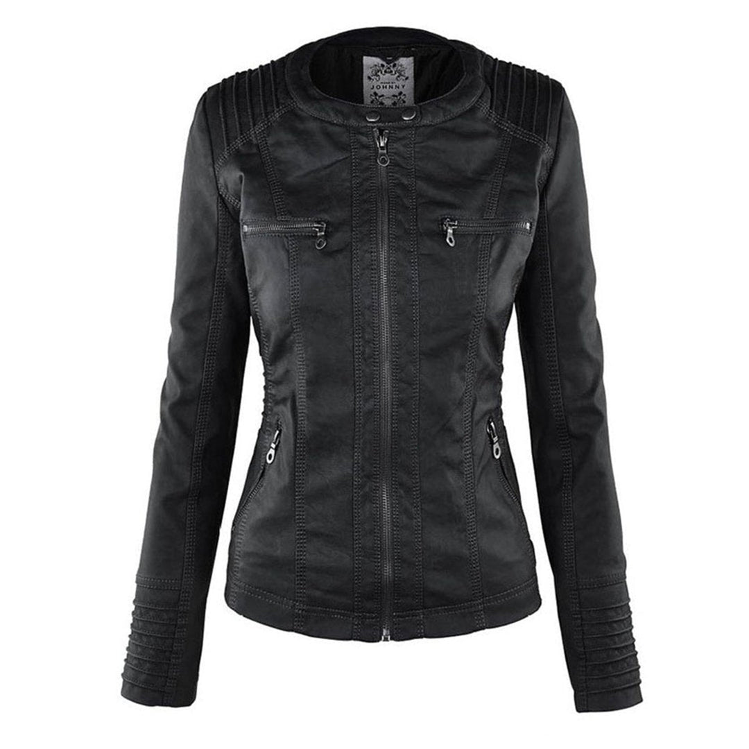 Ruby | Tailored Style Faux Leather Hooded Jacket