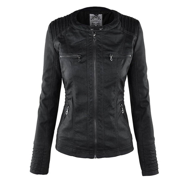 Ruby | Tailored Style Faux Leather Hooded Jacket