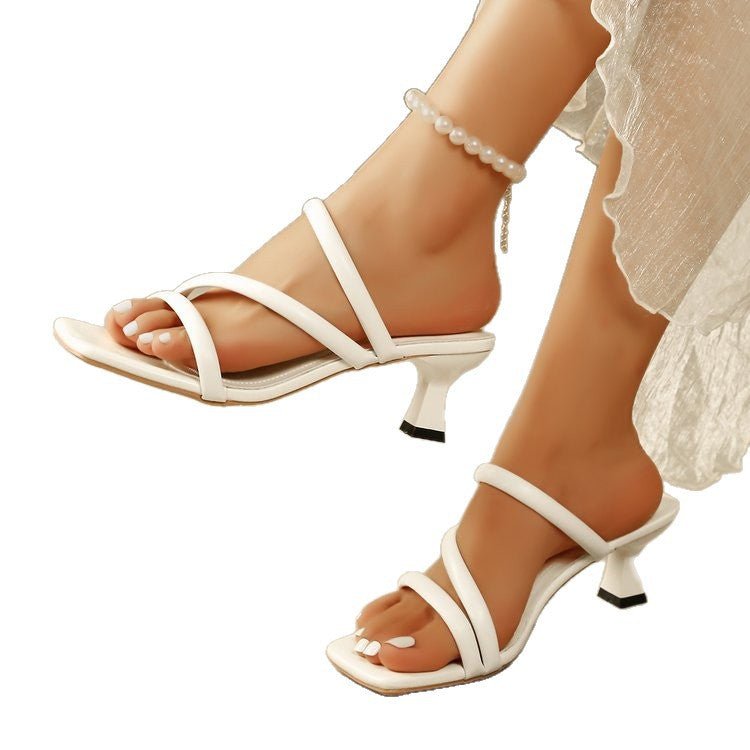 Freyja | Playful Strap Design Block Heel Sandals