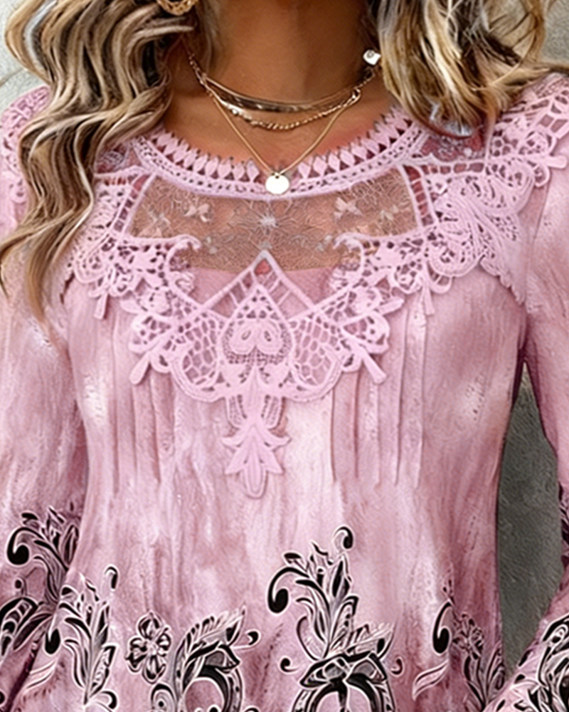 Patchwork and Strategically Placed Printed Blouse