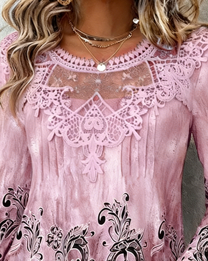 Patchwork and Strategically Placed Printed Blouse