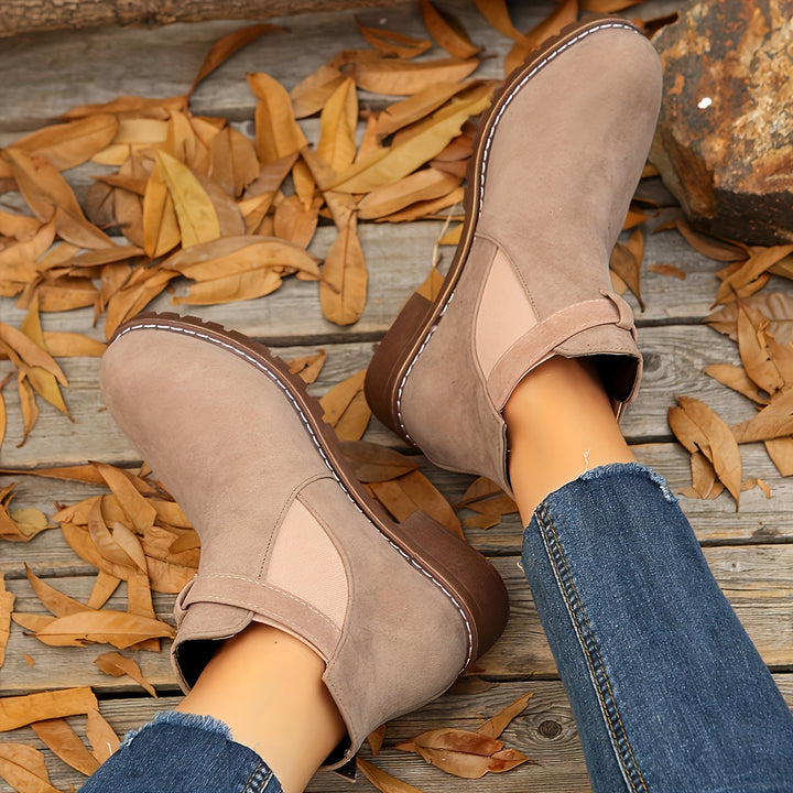 Andrea | Buckle-Strap Suede Chelsea Ankle Boots