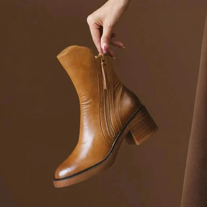 Evelyn | Premium Leather Style Ankle Boots with Zipper