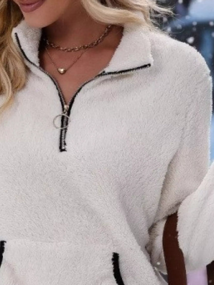 Helen | Women's Half-Zip Fleece Pullover Teddy Jumper