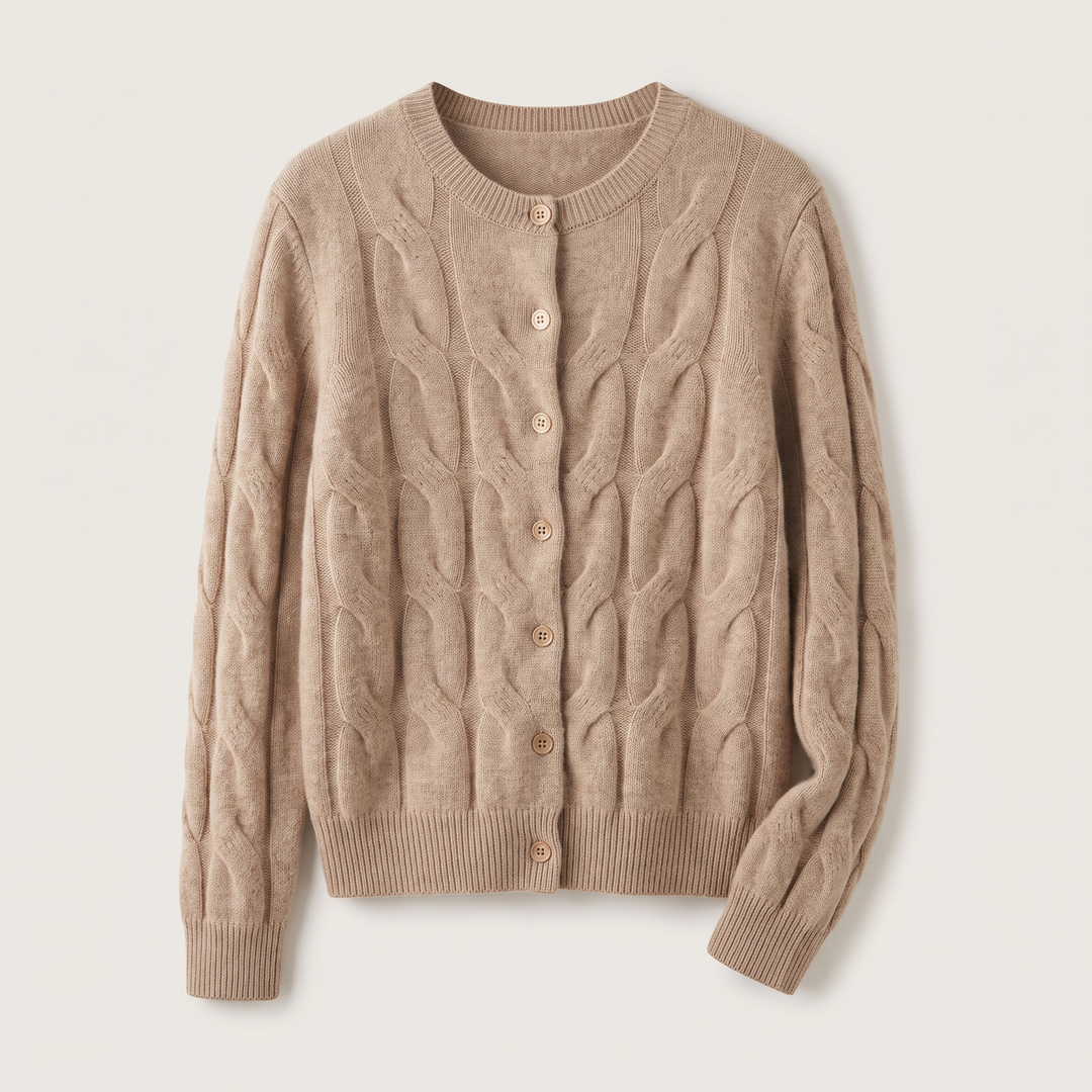 Madelyn | Artful Cable Style Cashmere Knit Cardigan