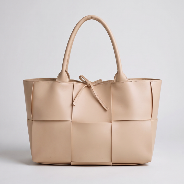 Stella | Oversized Panel Design Leather Tote Bag