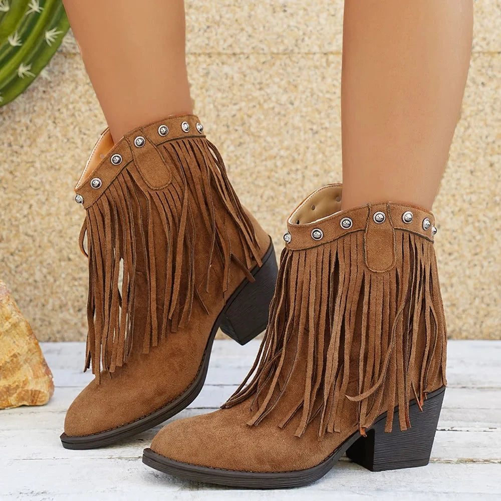 Valentina | Women's Wide-Calf Western Fringe Cowboy Boots