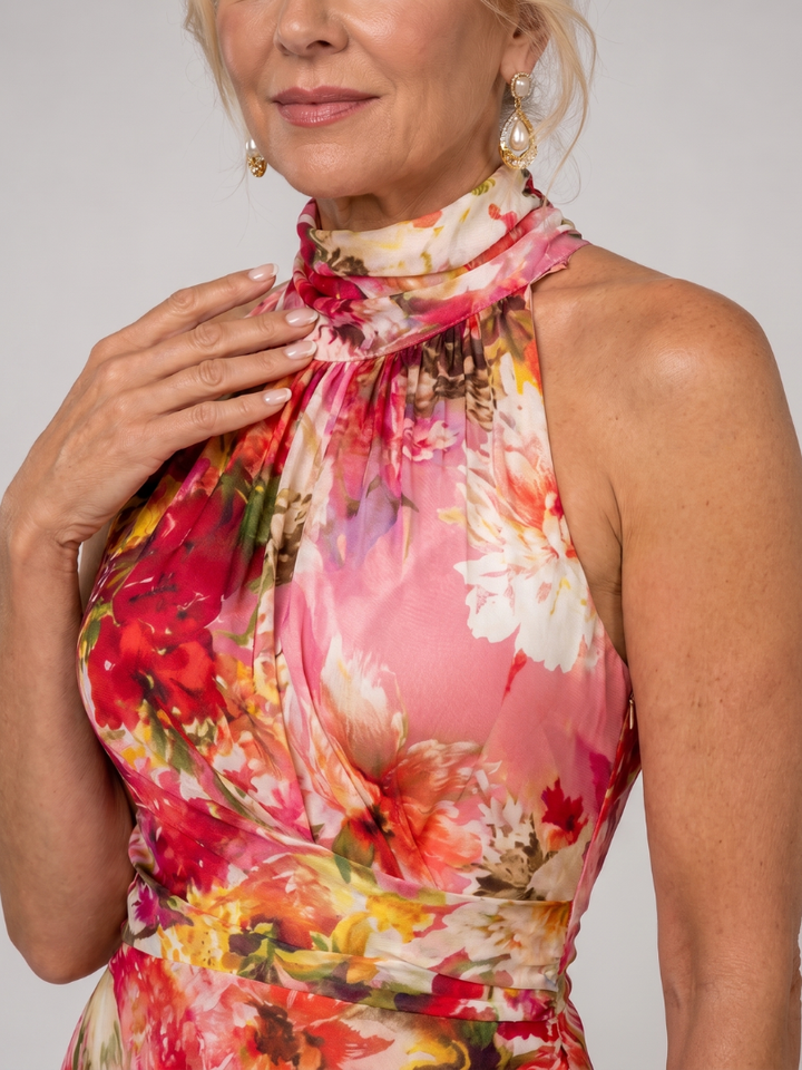 Zoey | Halter Neck Floral Print Maxi Dress