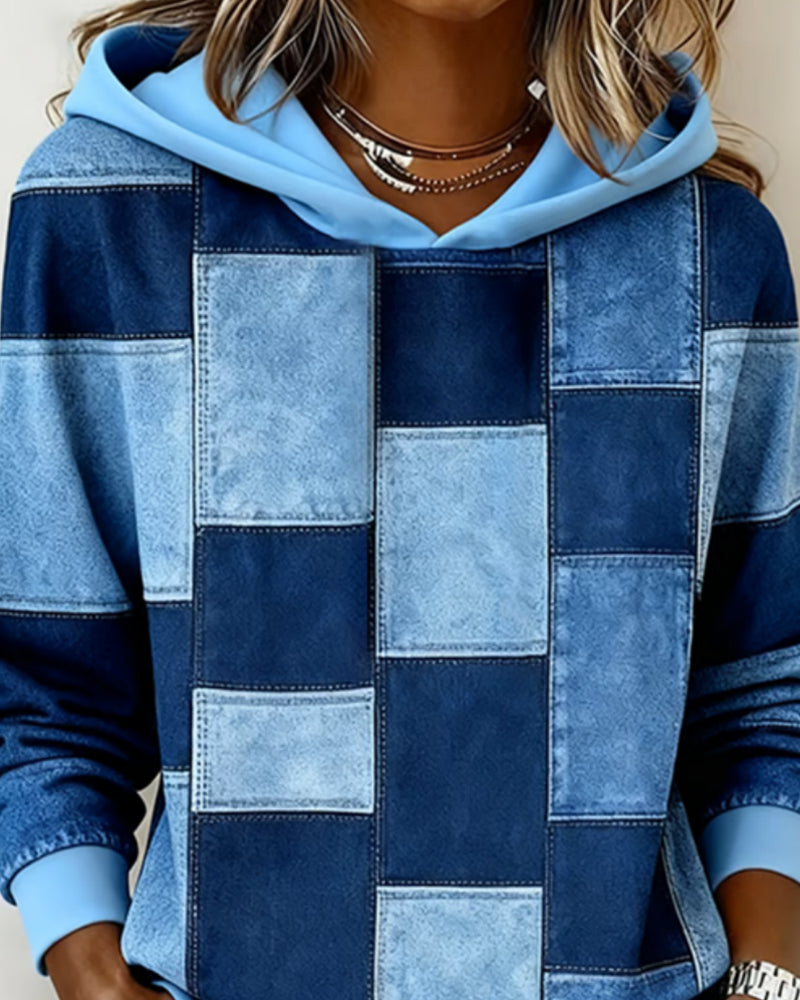 Stylish Checkered Hoodie with Long Sleeves