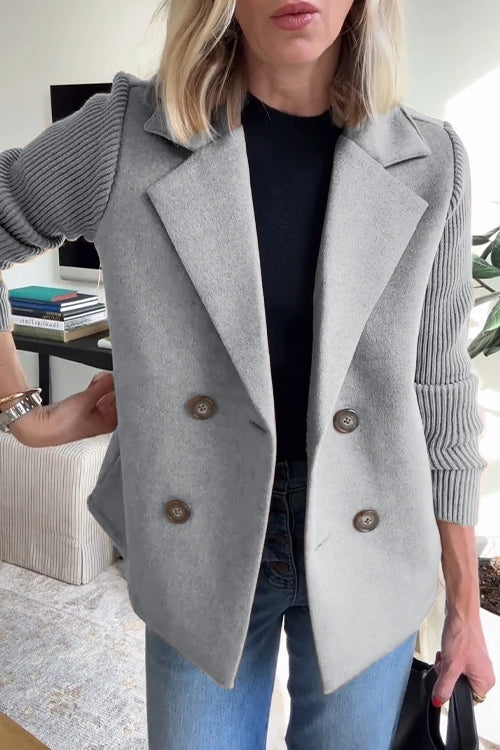 Lenora - Premium Chic Knit-Sleeve Blazer