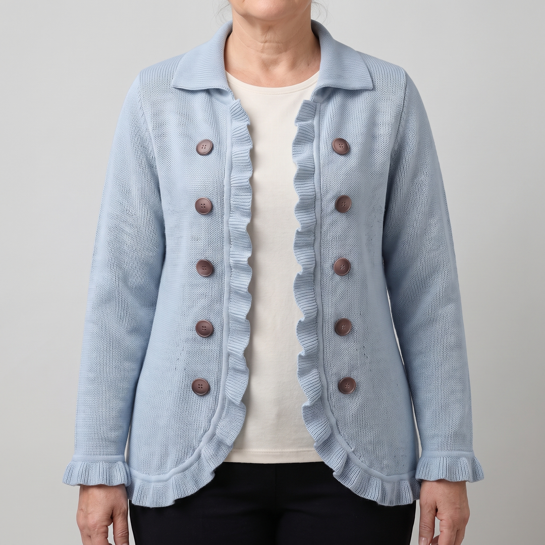 Maria | Comfortable Ruffle Detail Knit Cardigan