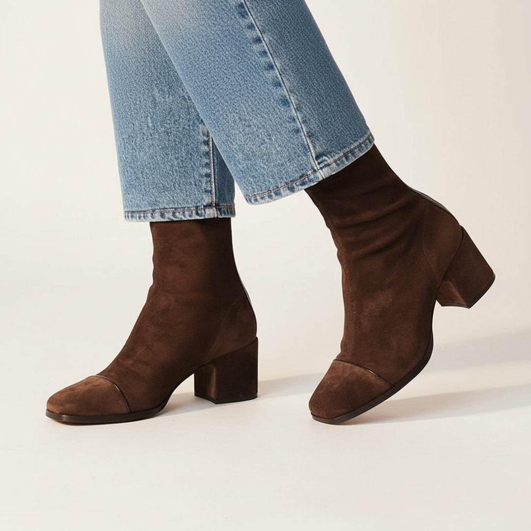 Aubrey | Modern Square-Toe Block-Heel Ankle Boots