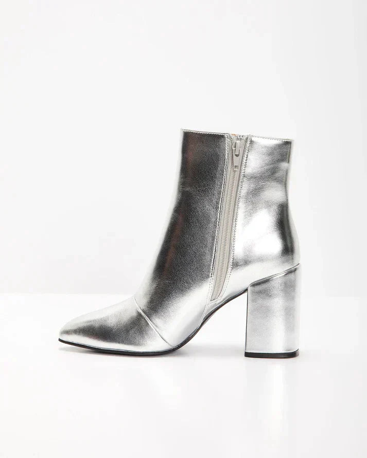 Davina | Metallic Ankle Boot with Block Heel