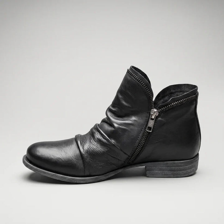Luna | Stylish Comfort Leather Ankle Boots with Zipper